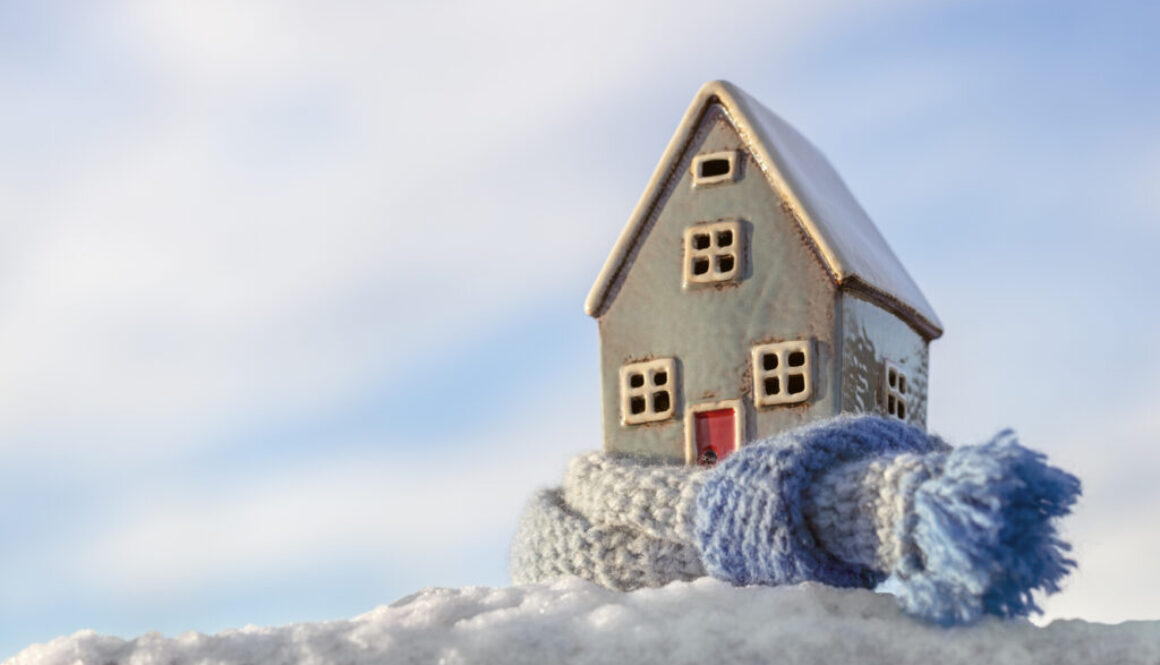 House and home winter energy, heating and insulation background
